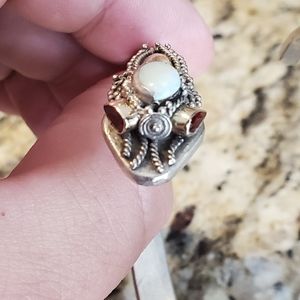 Silver and 18k Gold Snake Bracelet with Jewels